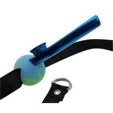 Blue-Green Kazoo Ball Gag with Blue Kazoo